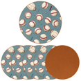thumbnail image 2 of Baseball Set of 6 Round Microfiber Leather Coasters, 11x11 cm/4.3x4.3 in, Stain Drink Mats for Home and Office, 2 of 6