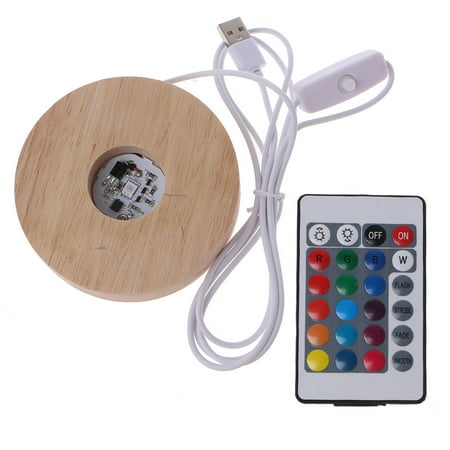 

Resin Art Display Wood LED Adjustable Display Base 12 Colors RGB LED Base Vase Light with Remote Control DIY Night Light