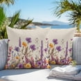 thumbnail image 4 of Purple Poppy Outdoor Pillow Covers Pack of 2 Lavender Gold Daisy Watercolor Floral Linen Waterproof Throw Pillow Covers Decorative Cushion Cases for Patio Garden Tent Balcony Couch 20x20 inch, 4 of 8