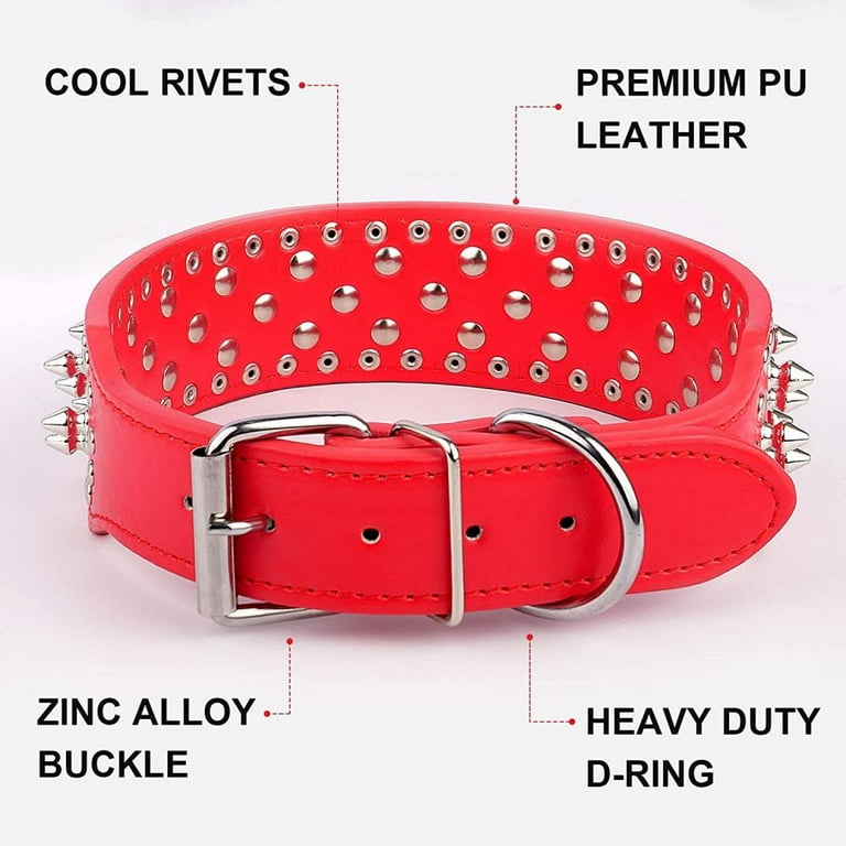 Dog Collar Donut Heavy Duty Pet Collar Adjustable Leather Dog Collar  Diamond Decor Buckle Collar for Small Medium Large Pet Dog Collar Wide