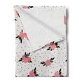 thumbnail image 2 of Floral Soft Flannel Fleece Throw Blanket, Rose Bouquets with Leaves on a Background of Dots, Cozy Plush for Indoor and Outdoor Use, 60" x 80", Coral Baby Pink, by Ambesonne, 2 of 5