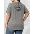 thumbnail image 2 of Cuteduck Plus Size Hoodies for Women Short Sleeve V Neck Pullover Drawstring Tops Loose Fit Casual Sweatshirts 1X-5X, 2 of 9
