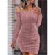 thumbnail image 3 of Minivestido Sexy con cadena y hombros descubiertos para mujer, moda de otoño, ceñido al cuerpo, vestidos de manga larga para mujer, vestidos ajustados de punto para invierno, 3 of 7