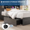 thumbnail image 4 of Full Size Bed Frame with High Storage Bookcase Headboard, Wood Bed Frame with 4 Storage Drawers, Built in Charging Station, No Box Spring Needed, Metal Frame, Noise-Free, Ink, 4 of 9