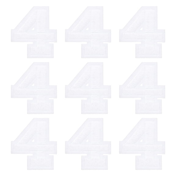 Uxcell Iron on Number Patches 2" Number 4 Embroidered Patch (White, Pack of 9)