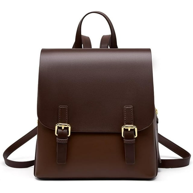 LHSHID Mini Leather Backpack for Women, Ladies Small Backpack Purse, Sleek Handbag Travel Daypack, Beige