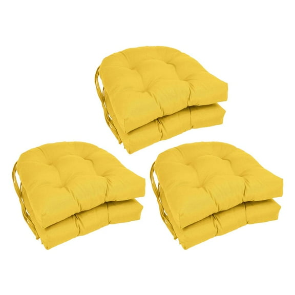 Blazing Needles 16-inch Solid Twill U-shaped Tufted Chair Cushions (Set of 6) 916X16US-T-6CH-TW-SS