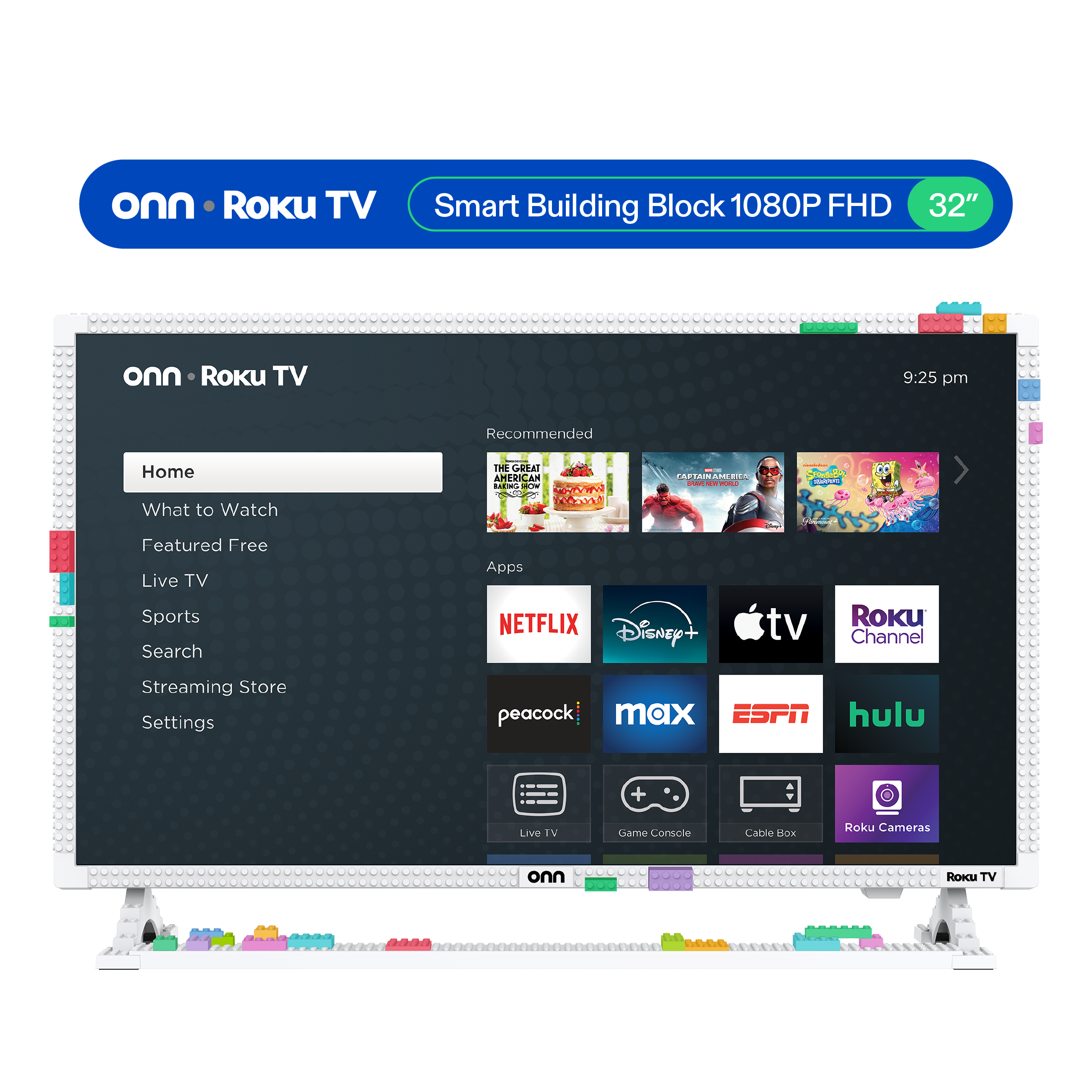 onn 32" 1080P FHD Building Block Smart Roku TV - White (TVBBWTE36014570)