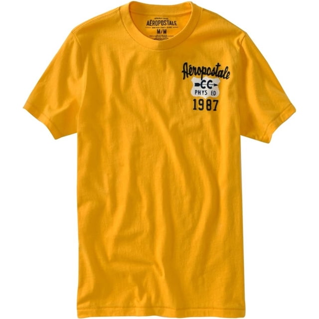 Aeropostale Varsity Athletic Deptment Camiseta gráfica para hombre, amarillo, mediano