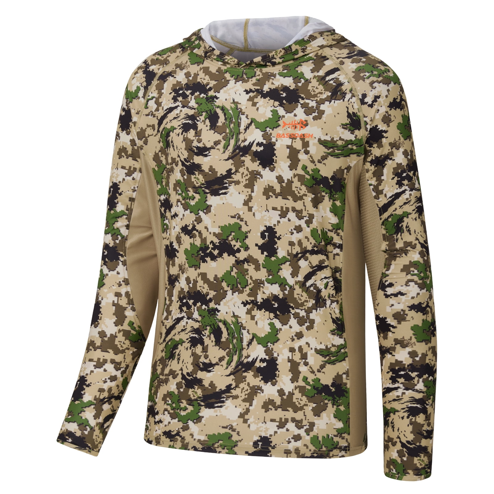 BASSDSASH Men's UPF 50+ Lightweight Hunting Camo Hoodie Quick Dry Performance Long Sleeve Fishing Shirt with Hood FS30M