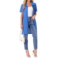 thumbnail image 4 of INSPIRE CHIC Womens Zipper Robes Waffle Short Sleeves Knee Length Lightweight House Coat Sleepwear Bathrobe with Pockets XL Royal Blue, 4 of 6