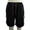 thumbnail image 7 of Men Summer Cargo Shorts Elastic Waist Drawstring Waffle Texture Multi Pockets with Zipper Sides Loose Fit Casual Workout Mid Length for Young Adults, 7 of 7