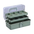 thumbnail image 3 of Caja de almacenamiento de 3 niveles, estuche de arte plegable, organizador de manualidades multifuncional, caja de aparejos portátil para maquillaje, Verde, 3 of 8