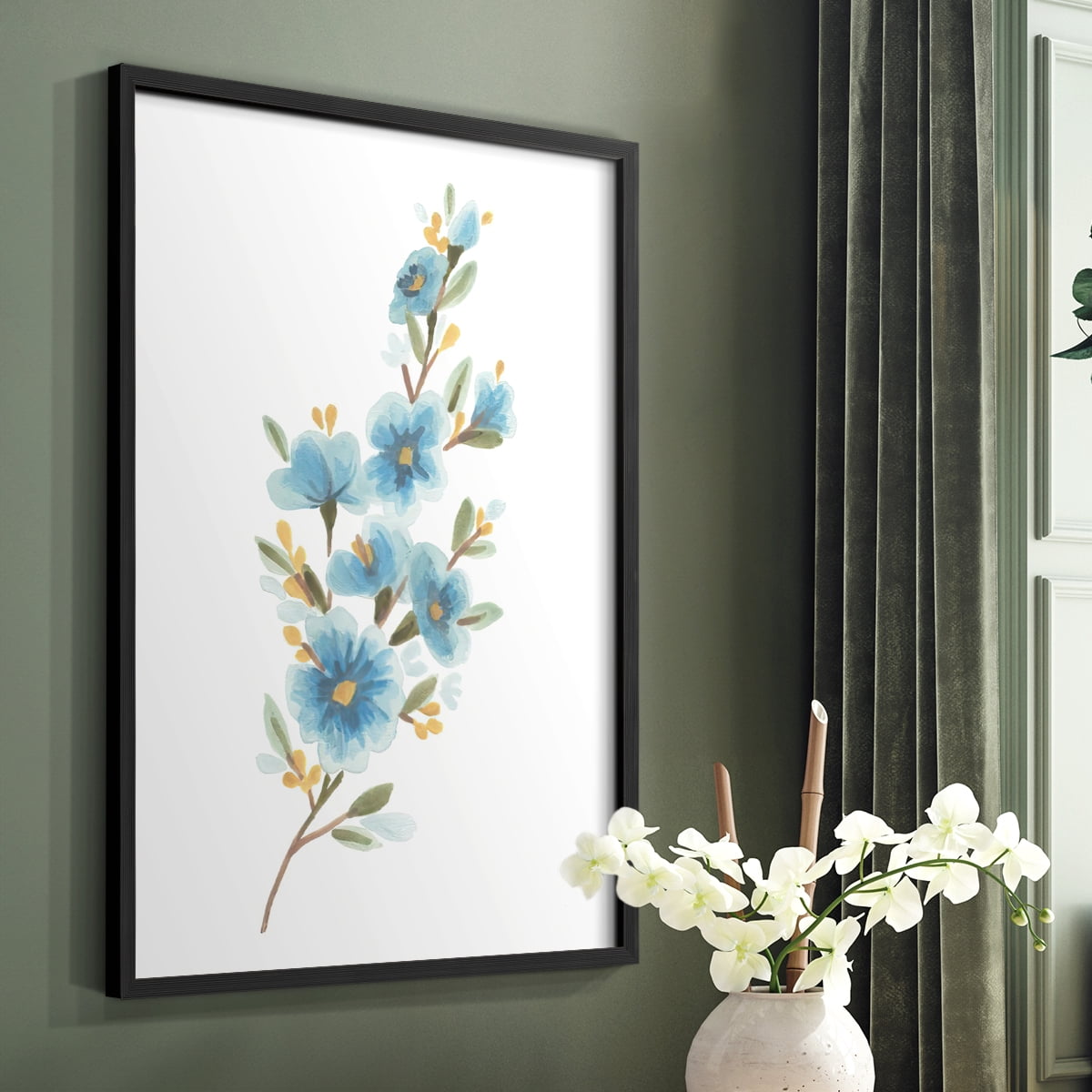 Wildflower Sprig II Framed Print - Solid Wood in Single Picture Frame Solid Wood 2 Framed Print