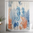 thumbnail image 6 of Shower Curtains for Bathroom-60"x72",Blue Ocean Seahorses Waterproof Bath Curtain Grommet Shower Curtain Set with Hooks, 6 of 9