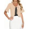 Women Tie Front Cropped Cardigan Lightweight Chiffon Bolero Shrug Short Sleeve Ruffle Crop Top with Dress