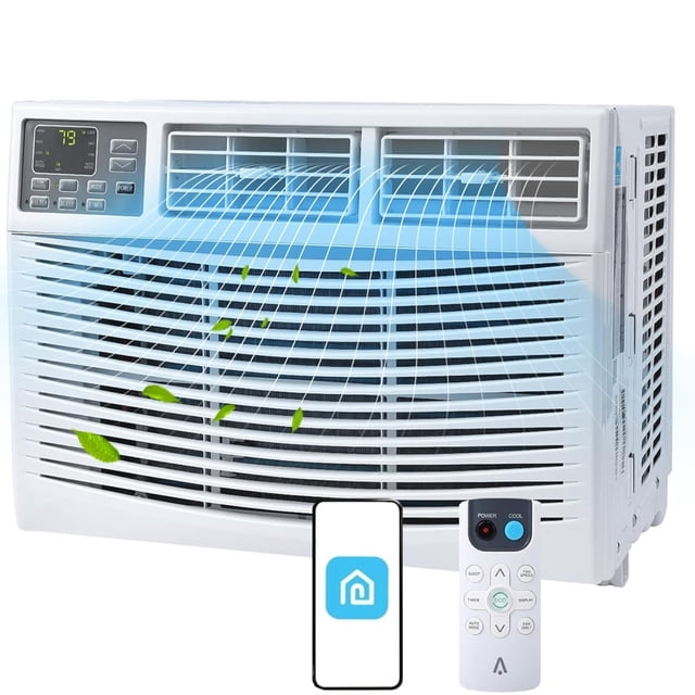 12000 BTU Window Air Conditioner with WiFi, Smart Window AC Unit with Remote & App Control, Timer Function & Easy Install Kit, for Rooms Up to 550 Square Feet, 115V, White