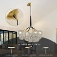 thumbnail image 6 of FINE MAKER Modern clear glass chandelier, mid century bubble chandelier,   light bulb cluster fixture, glass globe 4 light dining room chandelier, 6 of 14