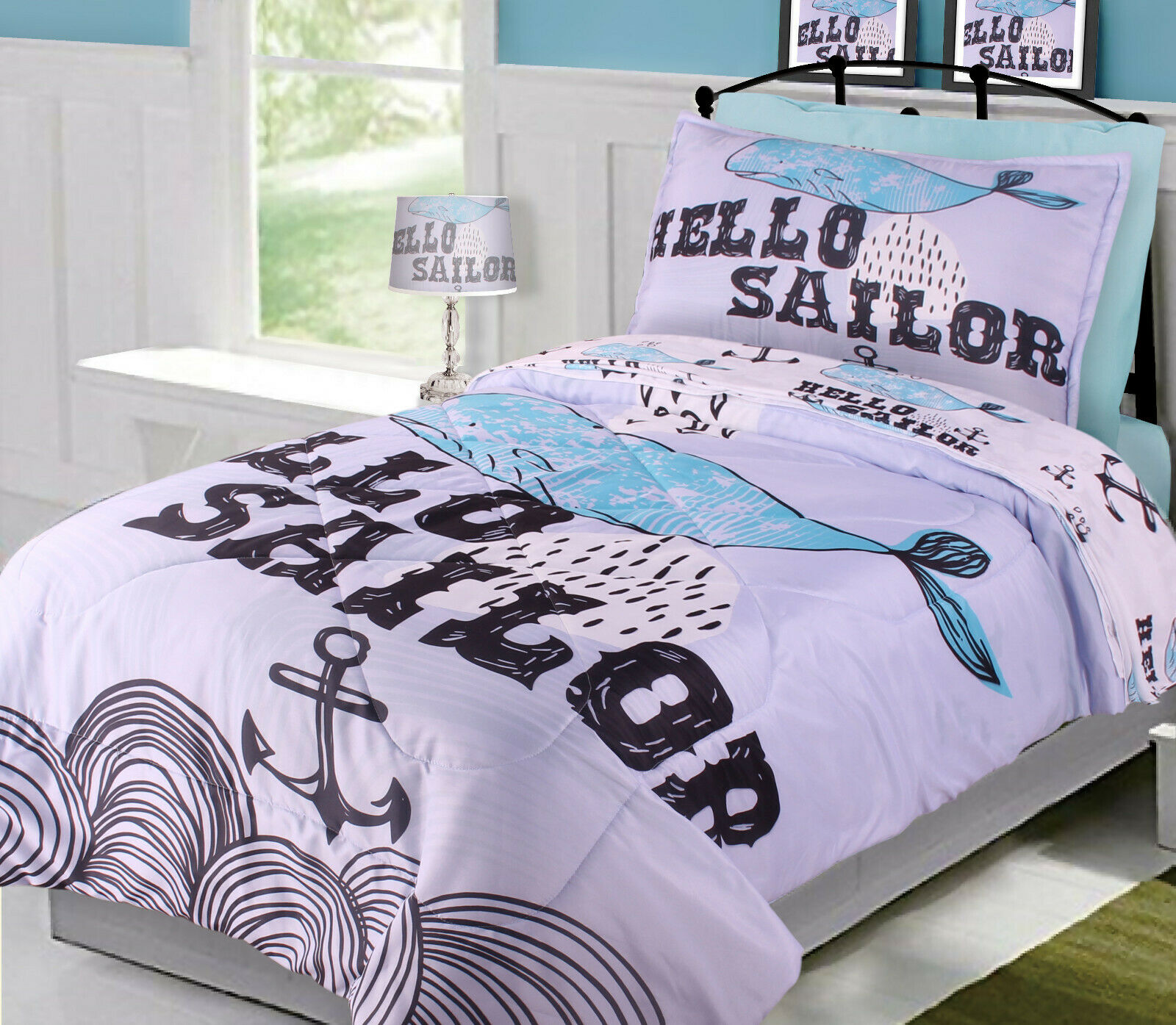 COMFORTER 5PC BED IN BAG GIRL, BOY,TODDLER HELLO SAILOR SUPERSOFT