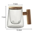 thumbnail image 2 of Glass Tea Mug with Infuser and Lid Tea Cup Wooden Handle Glass Coffee Mug , Coffee Cup Wide Mouth Large Capacity Cup, 2 of 5