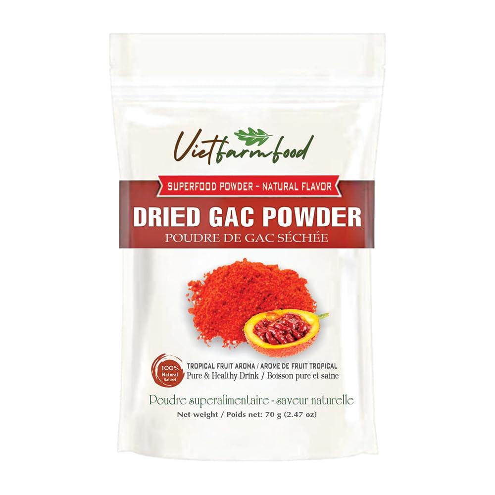 GAC POWDER 2.47 oz (70g) VIETFARMFOOD: Pure freeze-dried vegetable powder, made from real vegetables with no added sugar - Perfect for daily nutrition to keep your body full of vitality