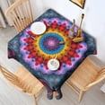 thumbnail image 2 of Colorful Tie Dye Floral Mandala Pattern Square Tablecloth,Waterproof Square Table Cover,Wipeable Spillproof Washable Table Cover for Home Kitchen Party Decor 42"X42"(107x107cm), 2 of 6