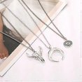 thumbnail image 5 of Collar de plata multicapa con colgante de cuerno de toro y luna personalizado con ojos malvados, joyería de cadena para mujeres y adolescentes., 5 of 5