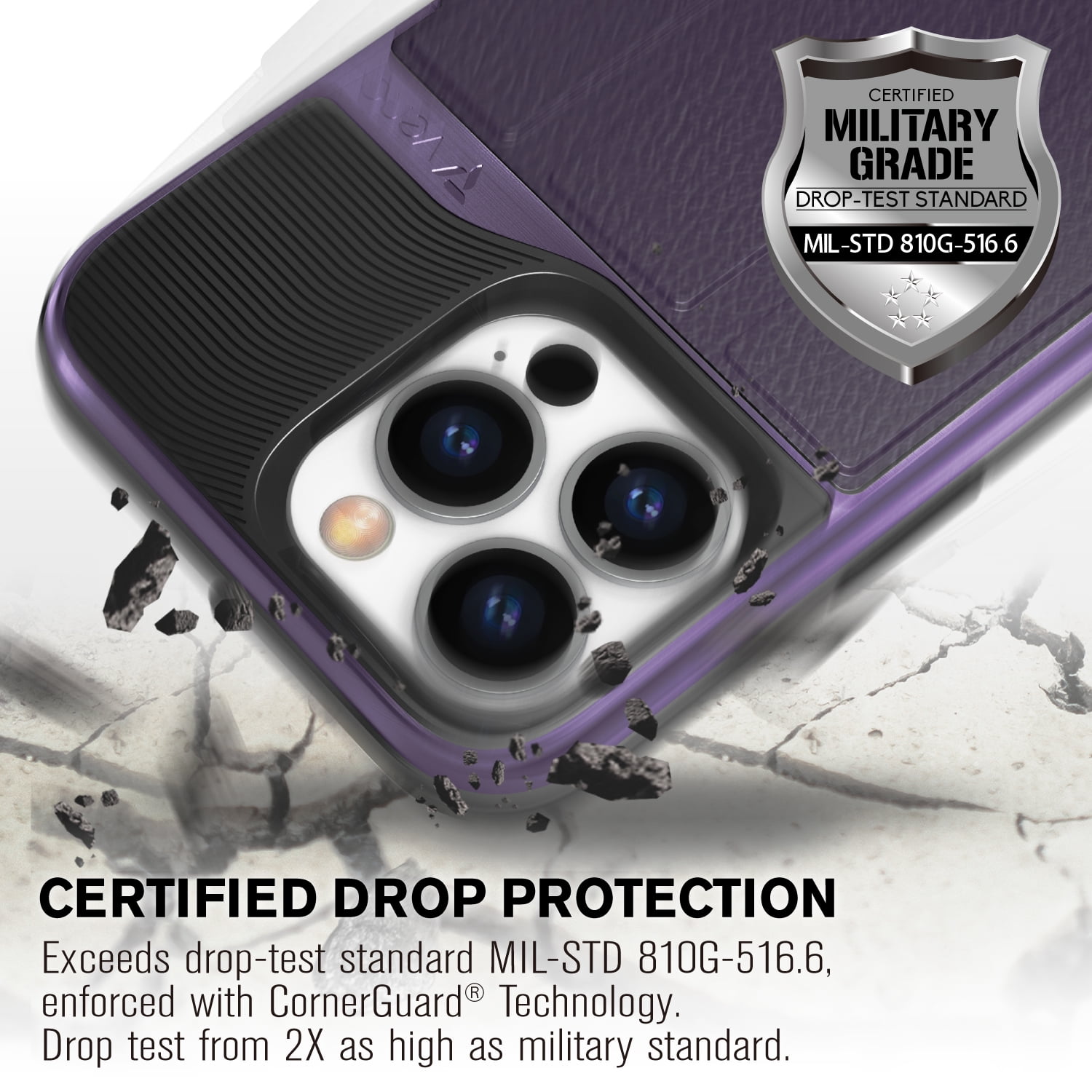VENA vCommute Wallet Case Compatible with Apple iPhone 15 Pro Max (6.7"), (Military Grade Drop Protection) Flip Leather Cover Card Slot Holder with Kickstand - Deep Purple / Black