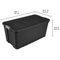 thumbnail image 2 of Sterilite Extra Large Stackable Storage Bin, 50 Gallon Durable Plastic Tote with Latch Lid, Black, 3 Pack, 2 of 11