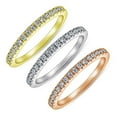 thumbnail image 5 of Bandas de eternidad apilables con diamantes de circonita cúbica chapadas en oro de 14 quilates para mujer, 5 of 5