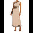 thumbnail image 2 of Vestido Informal Ajustado con Encaje y Hombros Oblicuos para Mujer, Sin Mangas y para Vacaciones. Negro Albaricoque XL, 2 of 10