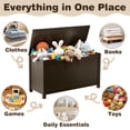 thumbnail image 5 of SESSLIFE Toy Storage Box with Lid, Wooden Toy Chest Seating Bench for Boys and Girls, Safety Hinged Storage Chest, Toy Organizer for Playroom Bedroom Entryway, Espresso, 5 of 7