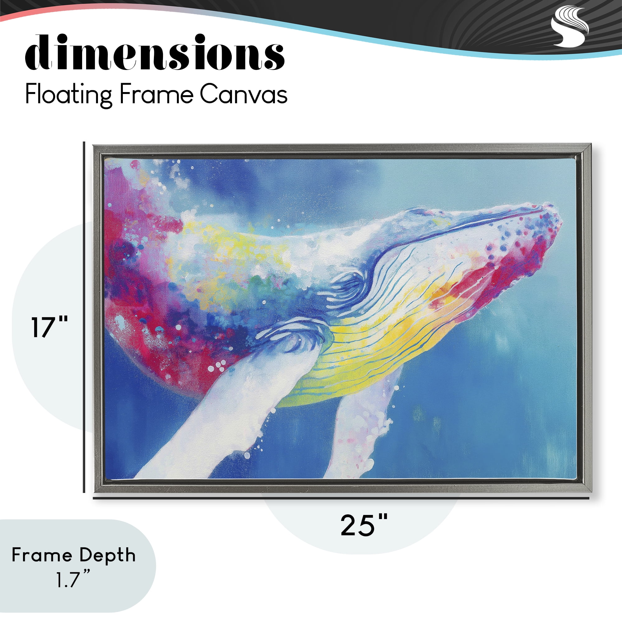 Stupell Industries Breaching Humpback Whale Gray Framed Floater Canvas Wall Art, design by Chromatic Storm Studio