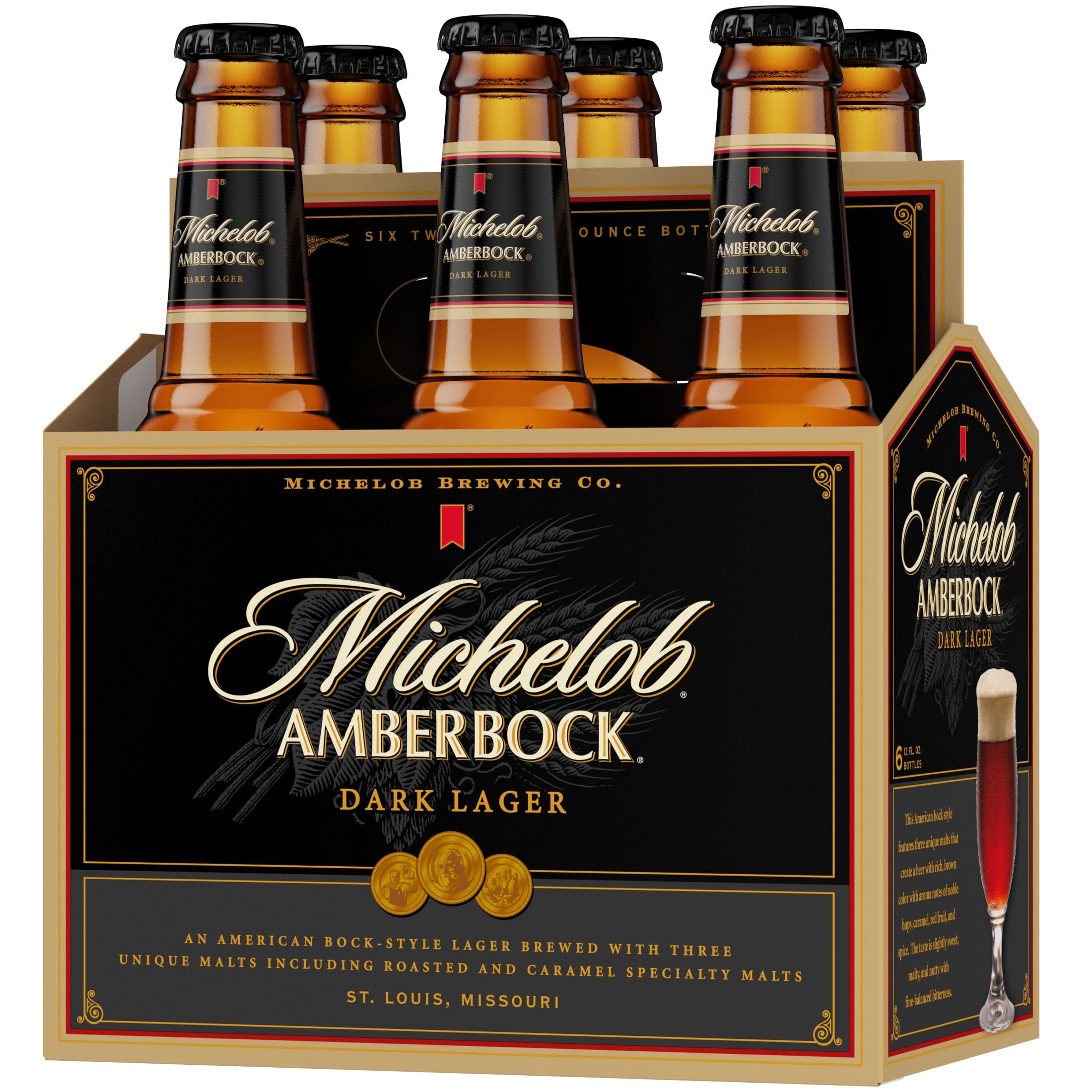 Michelob American Dark Lager Beer 6 pack 12 fl oz Glass Bottles 5.2% ABV