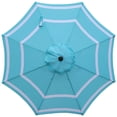 thumbnail image 5 of Abble 9FT Aqua and White Stripe Outdoor Patio Umbrella with Push Button Tilt and Crank Handle, Market Umbrella with 8 Sturdy Umbrella Ribs, Waterproof for Garden Deck Backyard Pool, 5 of 6
