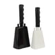thumbnail image 1 of Paquete de 2 campanas de vaca blancas de acero grandes para juegos de fútbol, ​​eventos deportivos, campana de animación con asas para graduación, percusión manual, ruido fuerte, 1 of 5