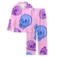 thumbnail image 5 of Ulitacool Womens Sexy Pajamas Halloween Round Neck Sleepwear Cartoon Prints Top And Pants Jammies Short Sleeve Nightwear Autummn Winter Sweet Outfits S B, 5 of 5