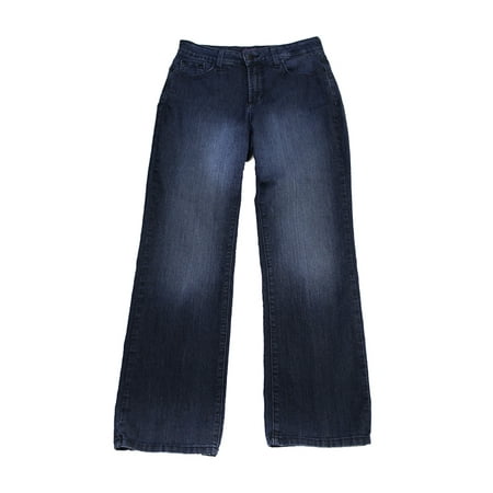 - Nydj Petite Blue Embellished Back Pockets Straight Jeans 10P