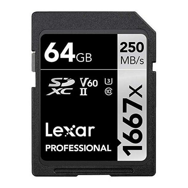 Tarjeta de Memoria Lexar 64GB SDXC 1667X UHS-II V60 U3 Velocidad 250MB/S