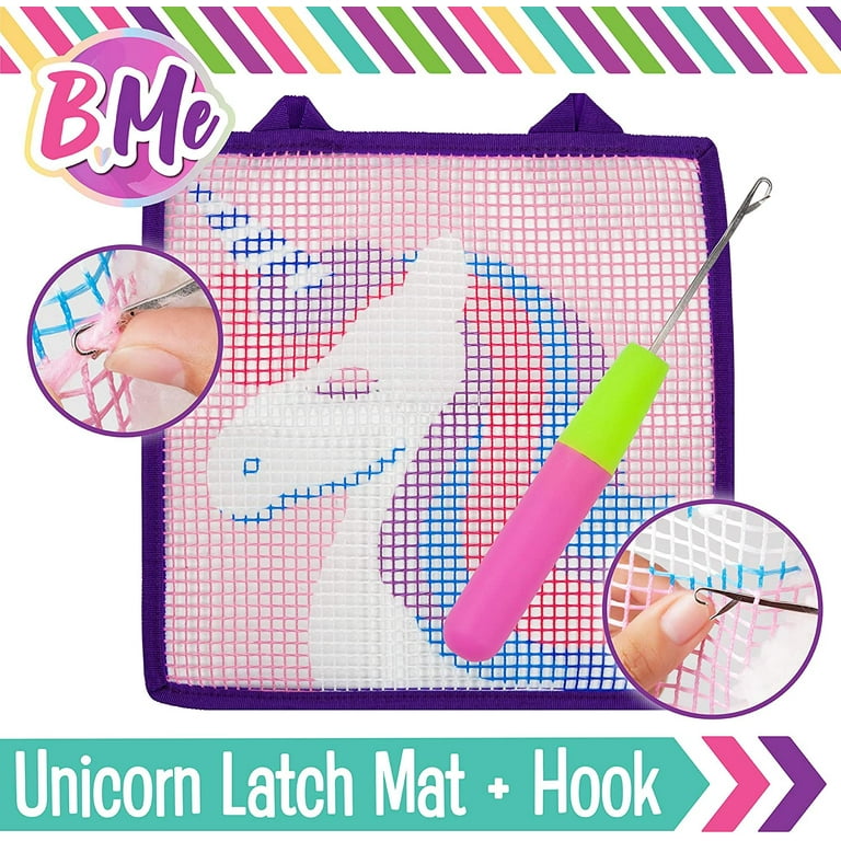 CRAFTILOO DIY Rug 3D Unicorn Pouch Latch Hook Kits for Kids Sewing Set for Girls Beginners Latchkits Ages 6-12