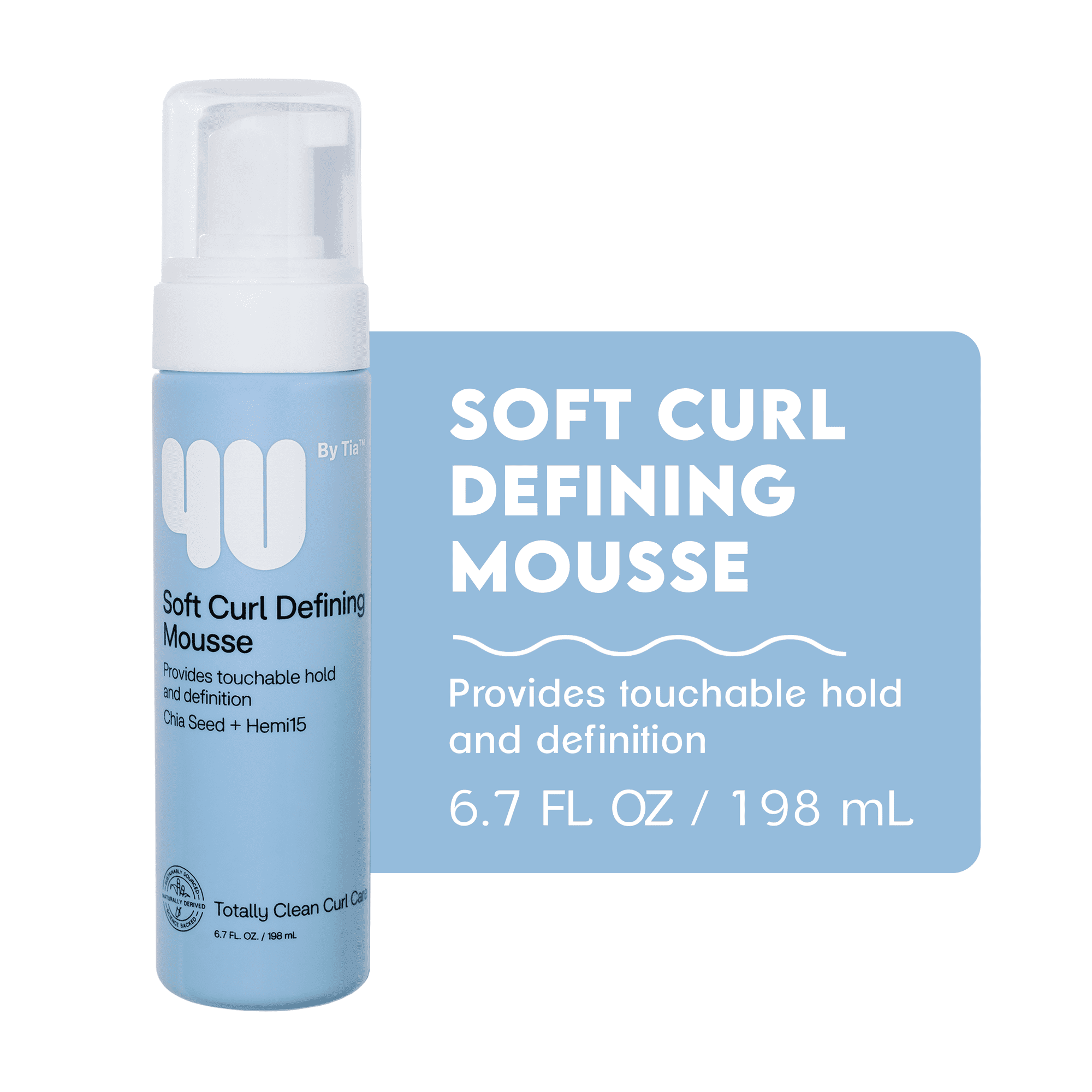 4U by Tia Soft Curl Defining Mousse with Chia Seed and Hemi15, 6.7 fl oz