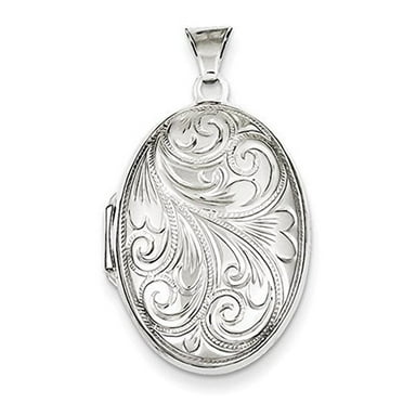 Sterling Silver Oval Picture Locket - 3/4 Inch X 1 Inch in Sterling Silver