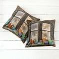 thumbnail image 2 of Ambesonne Christmas Throw Pillow Cover 2 Pack, Snow Weather Rustic Style, 16", Brown and Orange, 2 of 6