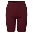 thumbnail image 2 of A2Y Women's Basic Solid Premium Cotton Mid Thigh High Rise Biker Bermuda Shorts Dark Burgundy 1XL, 2 of 5