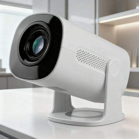 Intelligent WiFi streaming projector, featuring built-in Wi-Fi and Bluetooth 5.3, aurora light effect, mirror projection, suitable for home entertainment and meeting rooms.