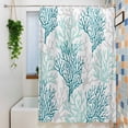 thumbnail image 3 of Teal Grey Coral Coastal Waterproof Shower Curtain, 72"x72" Washable Polyester Fabric Shower Curtains for Bathroom, Summer Beach Seaside Nautical Decorative Bathtub Curtain Sets with Hooks, 3 of 9