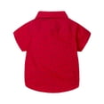 thumbnail image 2 of LittleSpring Toddler Boy Dress Shirt Short Sleeve Button Down Shirts with Bow Tie Star Polka Dot Red 2T, 2 of 6