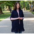 thumbnail image 2 of SAOL 100% Merino Wool Shawl/Poncho Sweater/Open Cardigan/Wool Cape with Pockets with Fringe Trim and Trinity Knot Button, 2 of 5