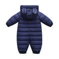 thumbnail image 3 of SonxaHe Infant Girl Boy Hooded Windproof Coat Warm Zip Up Quilted Puffer Winter Outdoor Unisex Romper Blue,Sized 12-18 M, 3 of 4