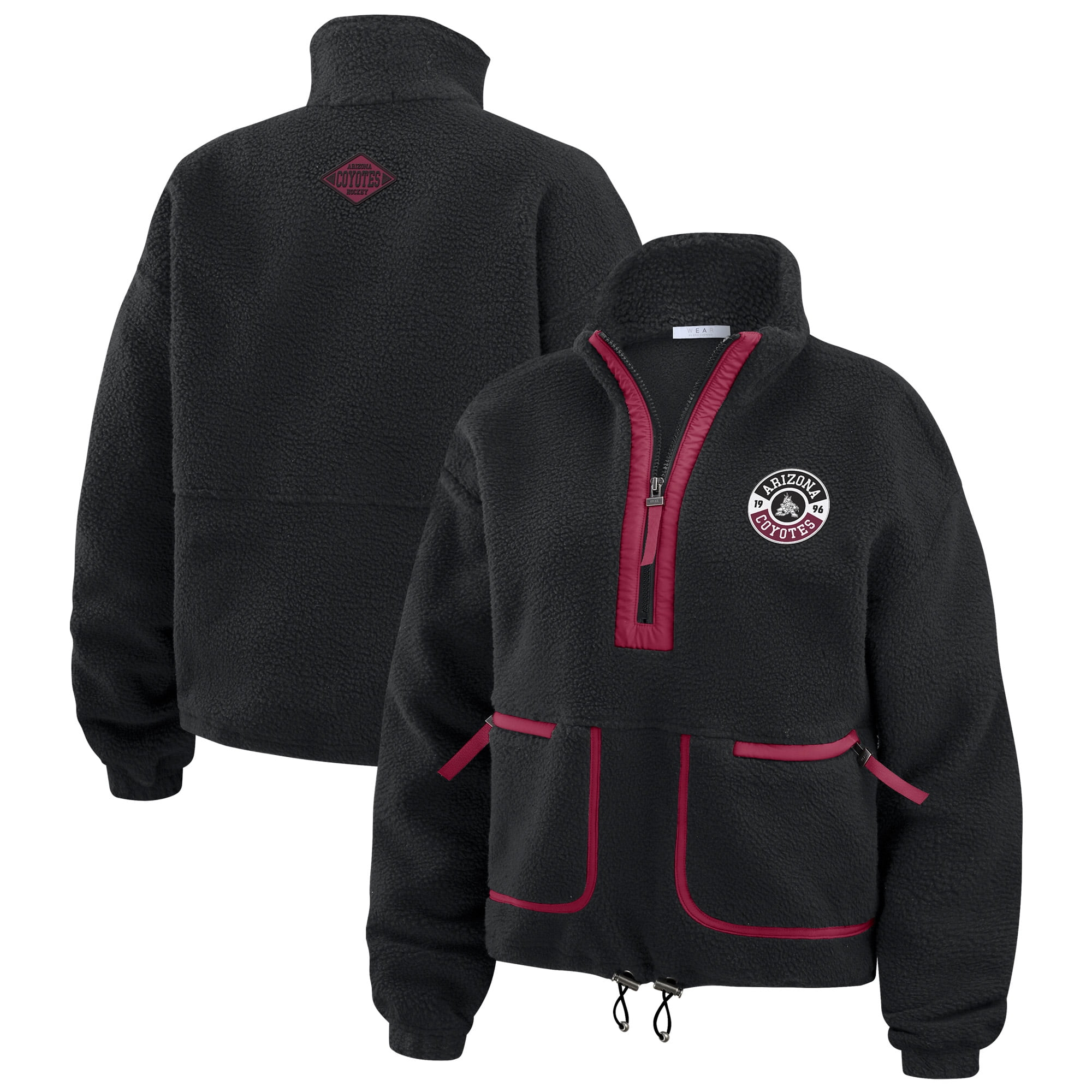 Women's WEAR by Erin Andrews Black Arizona Coyotes Polar Fleece Half-Zip Jacket